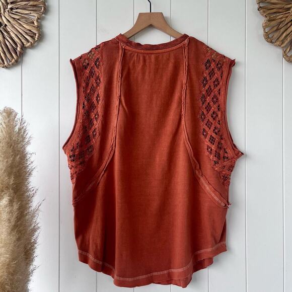 Free People top lace crochet tee cotton shirt - Picture 7 of 7